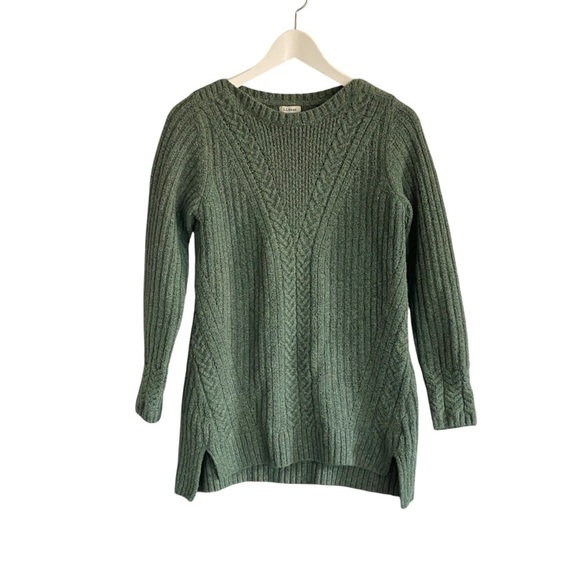 L.L. Bean Cable Sweater Crewneck Green Size XS - Picture 2 of 7